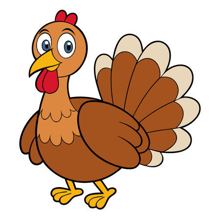 Turkey bird cartoon icon. Thanksgiving season holiday and celebration theme. Isolated design. Vector illustrationのイラスト素材