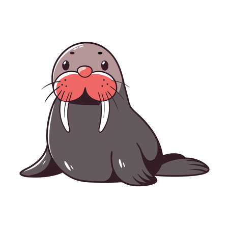 vector illustration of a walrus on a white background, side viewのイラスト素材