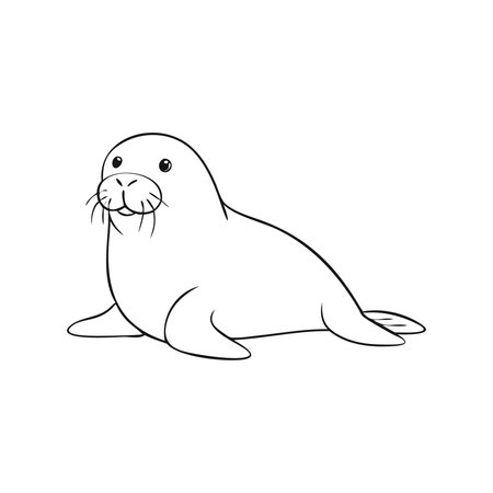 vector illustration of a walrus on a white background, side viewのイラスト素材