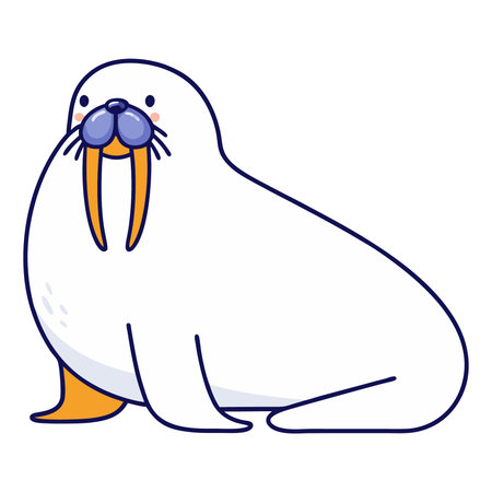 vector illustration of a walrus on a white background, side viewのイラスト素材