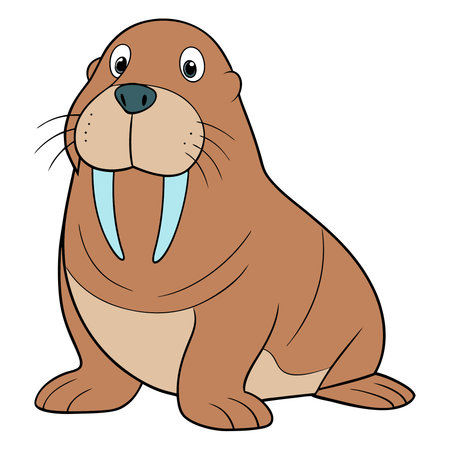 vector illustration of a walrus on a white background, side viewのイラスト素材