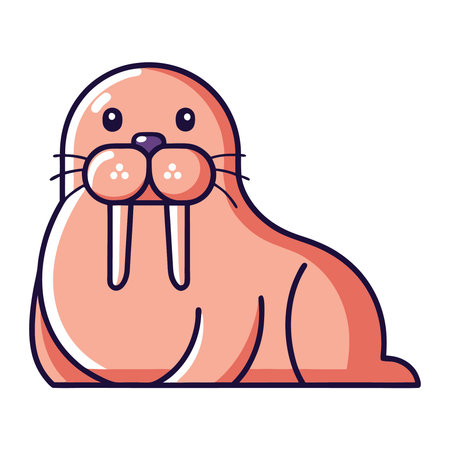 vector illustration of a walrus on a white background, side viewのイラスト素材