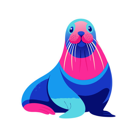 vector illustration of a walrus on a white background, side viewのイラスト素材