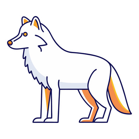 Cute wolf cartoon on white background vector illustration. Cartoon style.