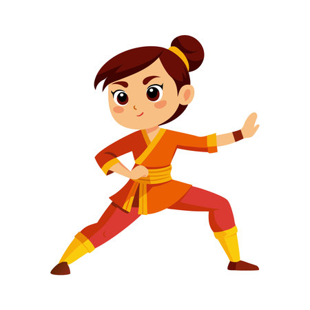 Kung fu girl character vector Illustration isolated on a white background.のイラスト素材