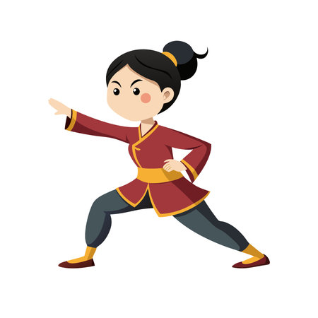 Kung fu girl vector Illustration isolated on a white background.のイラスト素材