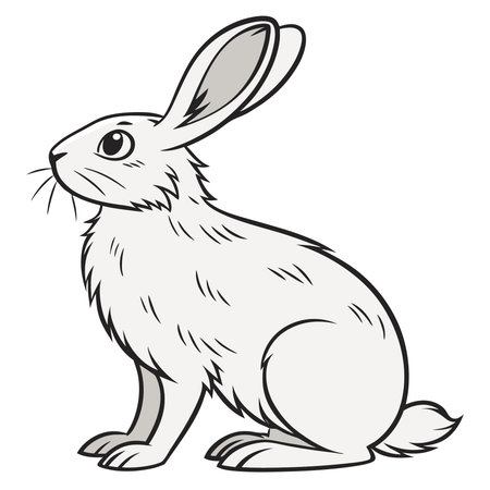 Rabbit isolated on a white background. Vector illustration in sketch style.のイラスト素材