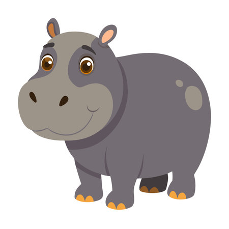 Cute hippopotamus isolated on white background. Vector illustration.のイラスト素材
