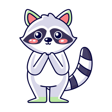 Raccoon. Vector illustration of a raccoon on a white background.のイラスト素材