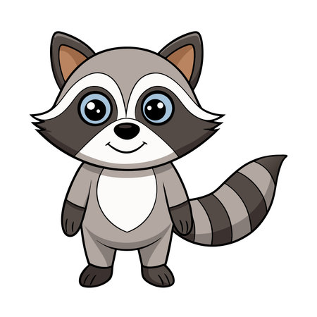 Raccoon. Vector illustration of a raccoon on a white background.のイラスト素材