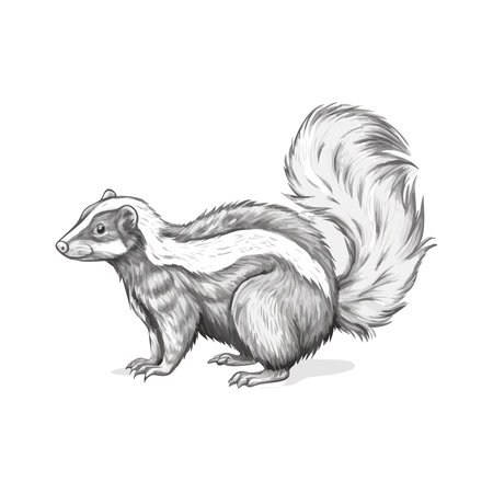Vector illustration of a skunk on white background. Isolated.のイラスト素材
