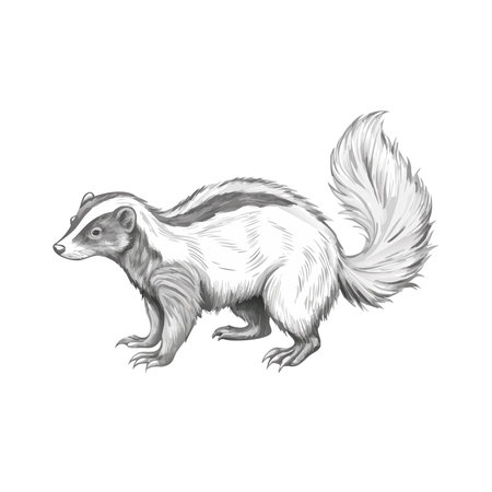 Vector illustration of a skunk on white background. Isolated.のイラスト素材