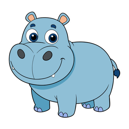 Cute hippo cartoon isolated on white background. Vector illustration.のイラスト素材