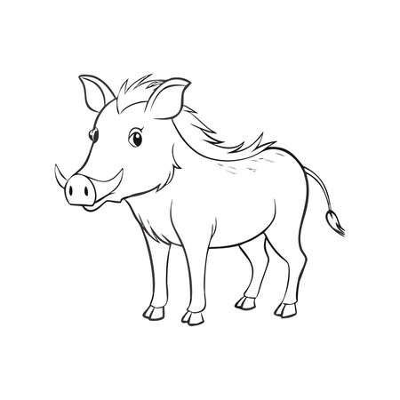 Wild boar isolated on white background. Vector illustration in cartoon style.のイラスト素材