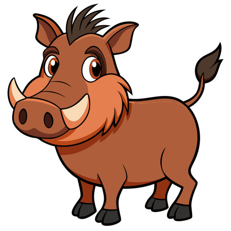 Wild boar isolated on white background. Vector illustration in cartoon style.のイラスト素材