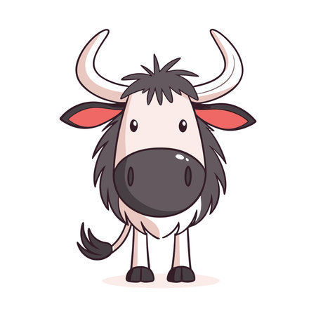 Wildebeest animal vector Illustration isolated on a white background.のイラスト素材