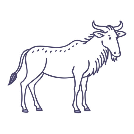 Wildebeest animal vector Illustration isolated on a white background.のイラスト素材