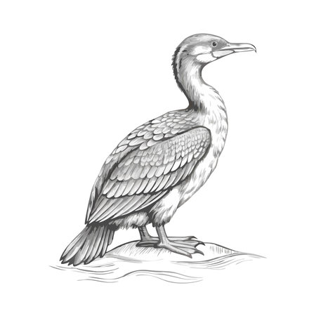 Cormorant isolated on a white background. Vector illustration.のイラスト素材
