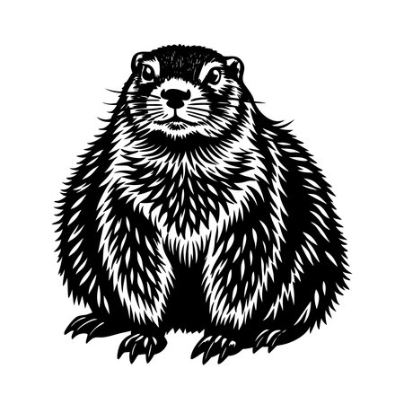 Vector image of a marmot, isolated on a white background.のイラスト素材