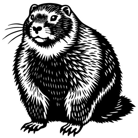 Vector image of a marmot, isolated on a white background.のイラスト素材