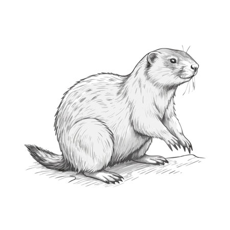 Vector image of a marmot, isolated on a white background.のイラスト素材