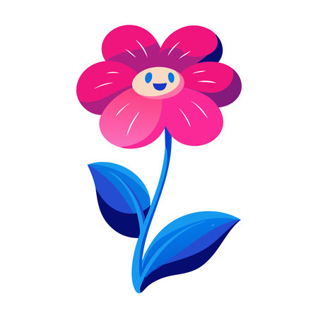 Vector illustration of a blue and pink flower isolated on white background.のイラスト素材