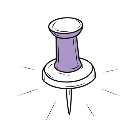 Drawing of a pushpin on a white background. Vector illustrationのイラスト素材