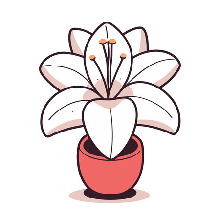 beautiful lily flower icon over white background. colorful design. vector illustrationのイラスト素材