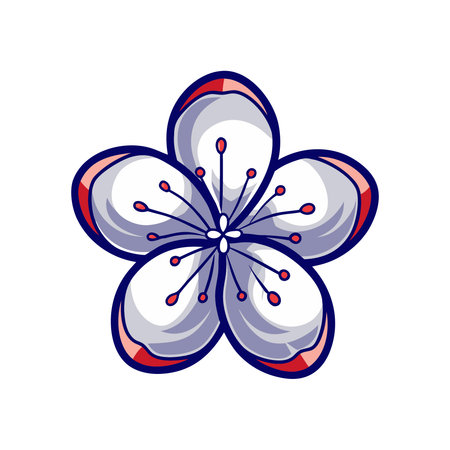 apricot blossom branch on a white background, vector illustration.のイラスト素材