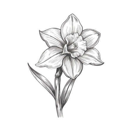 Narcissus flower on a white background. Vector illustration.のイラスト素材