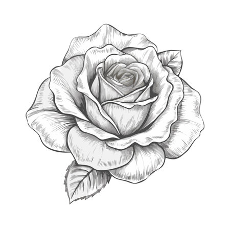 Rose flower icon. Flat color design. Vector illustration. Isolated on white background.のイラスト素材