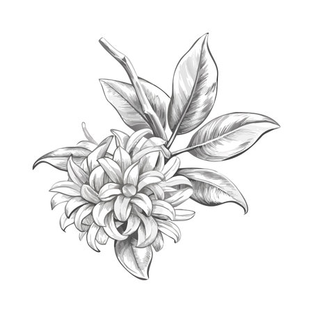 cute osmanthus flower with leaves decorative icon vector illustration design vector illustration designのイラスト素材