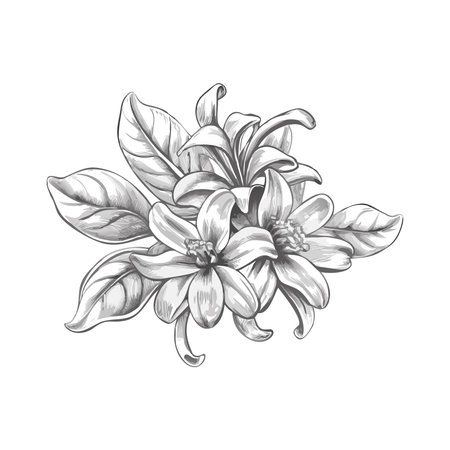 cute osmanthus flower with leaves decorative icon vector illustration design vector illustration designのイラスト素材