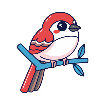 Sparrow isolated on white background. Vector illustration in cartoon style.のイラスト素材