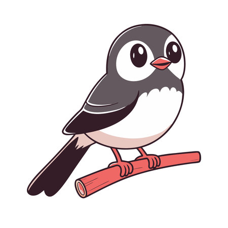 Cute little bird isolated on white background. Cartoon vector illustration.のイラスト素材