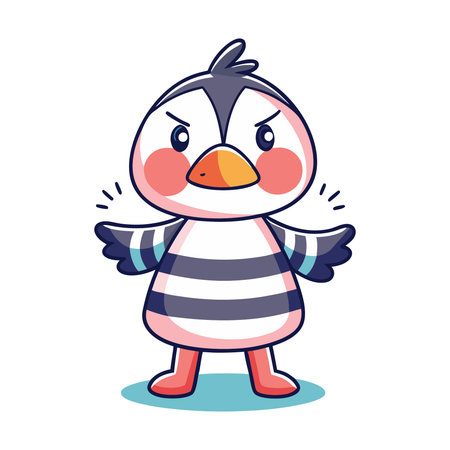 Cute penguin. Vector illustration. Isolated on white background.のイラスト素材