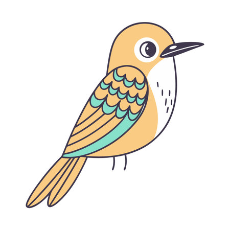 Cute bird icon in doodle style on a white backgroundのイラスト素材