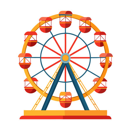 Vintage ferris wheel isolated on white background. Vector illustration.のイラスト素材