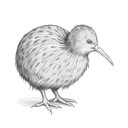 Kiwi bird sketch. Hand drawn kiwi bird vector illustrationのイラスト素材