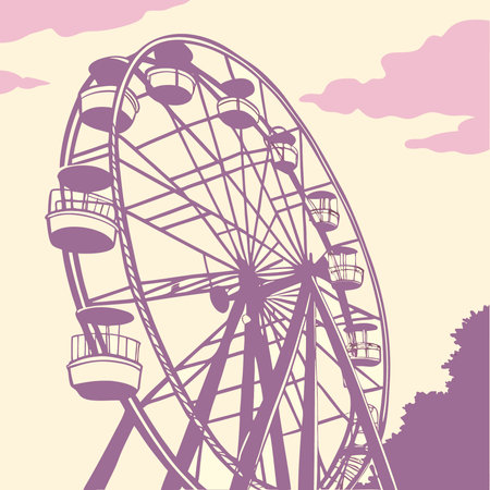 Ferris wheel in the park. Illustration in vector format.のイラスト素材