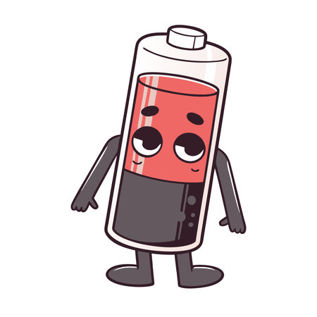 Cartoon battery character. Vector illustration of a battery with eyes.のイラスト素材