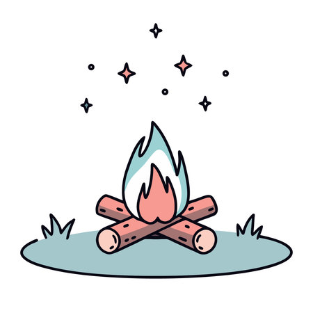 Camping bonfire icon. Vector illustration of a campfire.のイラスト素材
