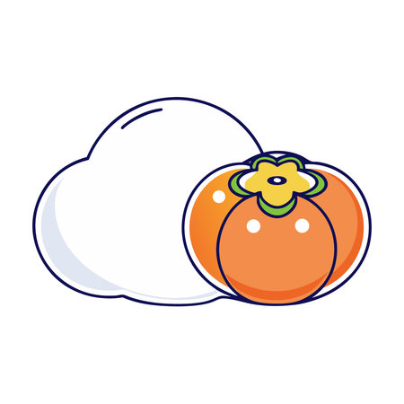 Persimmon fruit. Vector illustration of a persimmon.のイラスト素材