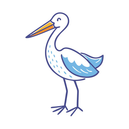 White stork isolated on white background. Stork vector illustration.のイラスト素材