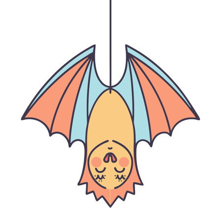 Bat cartoon isolated on white background. Vector illustration of a cute bat.のイラスト素材