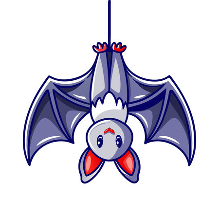 Bat cartoon isolated on white background. Vector illustration of a cute bat.のイラスト素材