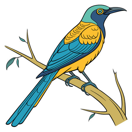 Cute bird on a branch. Vector illustration of a bird.のイラスト素材