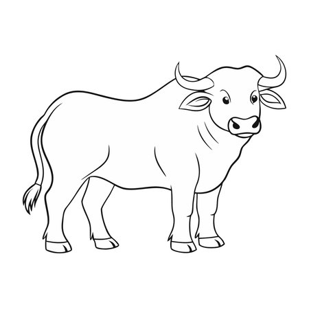 Bull cartoon isolated on white background. Vector illustration of a bull.のイラスト素材
