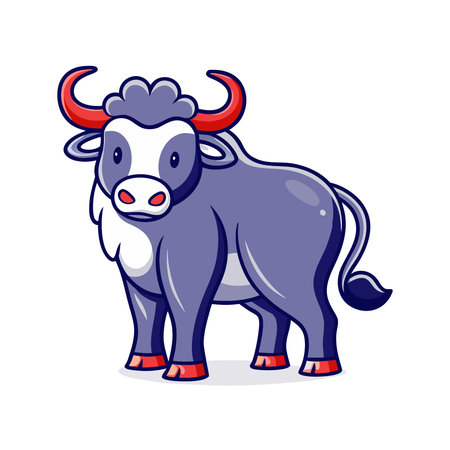 Bull cartoon isolated on white background. Vector illustration of a bull.のイラスト素材