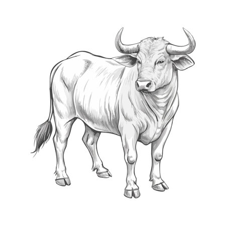 Bull cartoon isolated on white background. Vector illustration of a bull.のイラスト素材